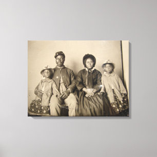 Impressão Em Tela Vintage Foto do Soldado da União com Família