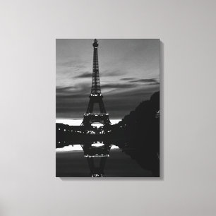Impressão Em Tela Vintage França Paris Reflexão torre Eiffel