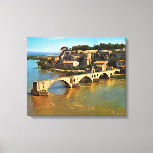 Impressão Em Tela Vintage France, Avignon, ponte quebrada