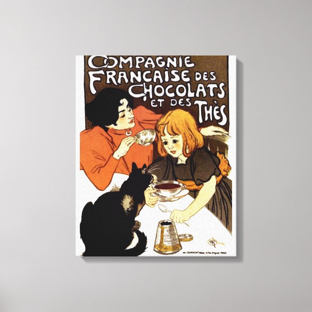 IMPRESSÃO EM TELA VINTAGE FRANCÊS CHOCOLATE E PUBLICIDADE TEA CO (Frente)