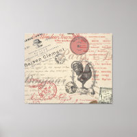 Vintage French Escrevendo Tipografia Paris Rooster