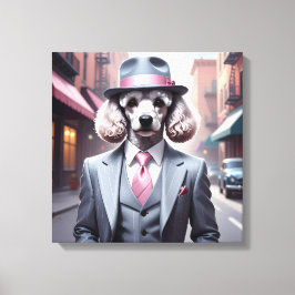 Impressão Em Tela Vintage Gangster Poodle