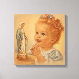 Impressão Em Tela Vintage GIrl rezando à Virgem Abençoada Maria