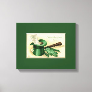 Impressão Em Tela Vintage Green Top Hat Luvas Pipe Shamrock