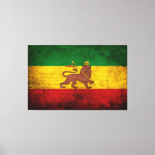 Impressão Em Tela Vintage Grunge Rastafarian Flag