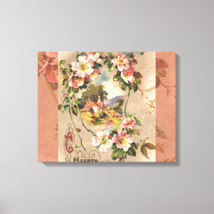 Impressão Em Tela Vintage Happy Birthday Card Trabalho de arte