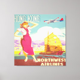 Impressão Em Tela Vintage Hong Kong - Northwest Airlines