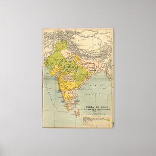 Impressão Em Tela Vintage India Maratha e mapa da guerra de Mysore