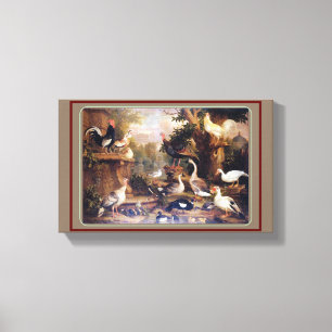 Impressão Em Tela Vintage Jakob Bogdani Birds em uma paisagem