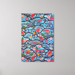 Impressão Em Tela Vintage Japonês Kimono Textile (Bingata)