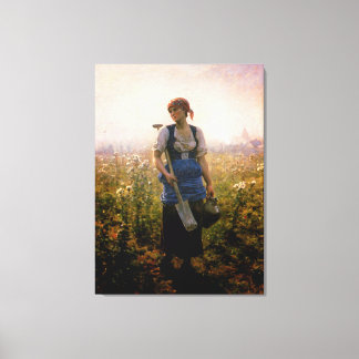 Impressão Em Tela Vintage Lady Farmer Nos Campos