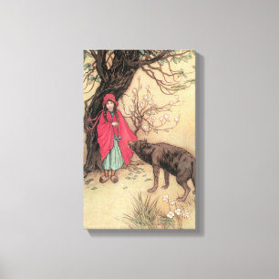 Impressão Em Tela Vintage Little Red Riding Hood by Warwick Goble