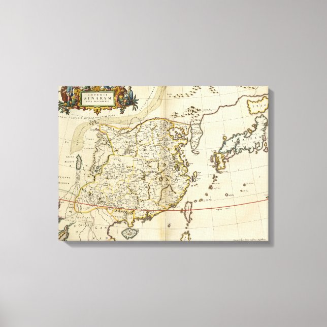 Impressão Em Tela Vintage Map da China | 1662 (Frente)