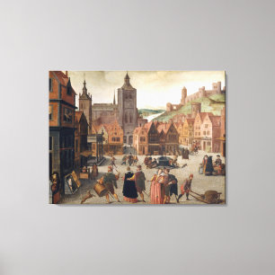 Impressão Em Tela Vintage Marketplace Oil Painting