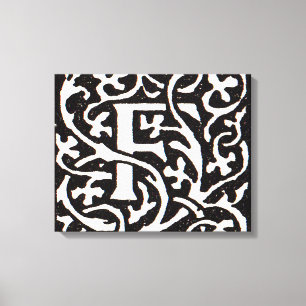 Impressão Em Tela Vintage Monograma F Art Nouveau - Letra