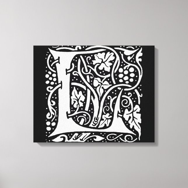 Impressão Em Tela Vintage Monograma L Art Nouveau (Frente)