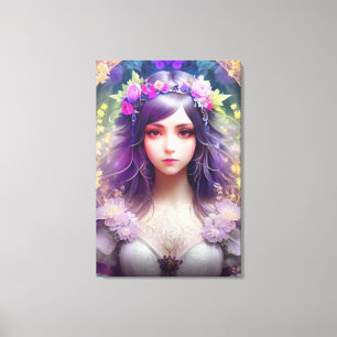 Impressão Em Tela Vintage Mucha Style Linda Retrato de Mulher