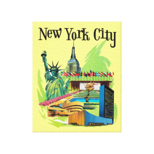 Impressão Em Tela Vintage New york City statue of liberty Travel art