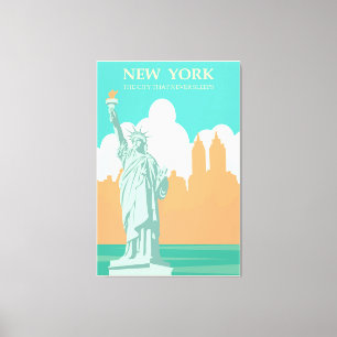 Impressão Em Tela Vintage Nova Iorque Poster Lady Liberty