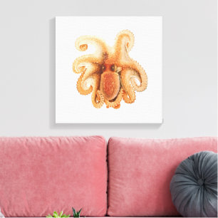 Impressão Em Tela Vintage Octopus Salutii, Animais Aquáticos Marinho