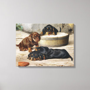 Impressão Em Tela Vintage Otto Bache Dachshund cachorros