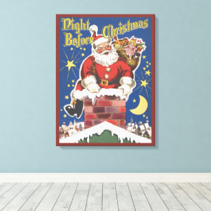 Impressão Em Tela Vintage Papai Noel, noite de Twas antes do Natal