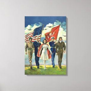 Impressão Em Tela Vintage patriótico, heróis orgulhosos do pessoal