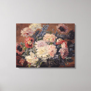 Impressão Em Tela Vintage Paul Biva Basket of Peonies