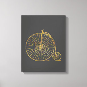 Impressão Em Tela Vintage Penny Farthing Bike Black Glitter
