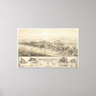Impressão Em Tela Vintage Pictorial Map of Sea Isle City NJ (1885)