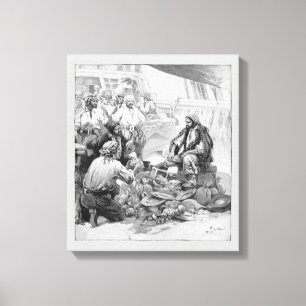 Impressão Em Tela Vintage Pirates Contando seus Tesouros e Loot