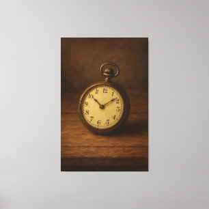 Impressão Em Tela Vintage Pocket Watch Painting