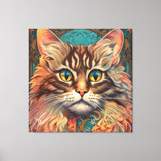 Impressão Em Tela Vintage Pop Art, Louis Wain Bonito Gato