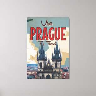 Impressão Em Tela Vintage Praga, Poster de viagens da República Chec
