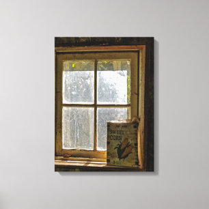 Impressão Em Tela Vintage produz sinal na janela do mercado