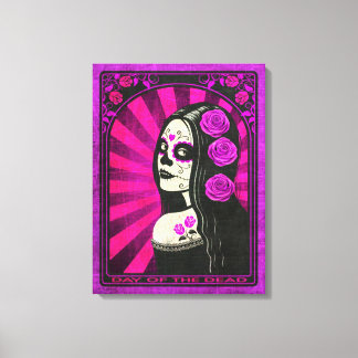 Impressão Em Tela Vintage Purple Day of Dead Girl