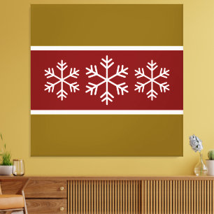 Impressão Em Tela Vintage Red White Brown Winter Strikes Flocos de n