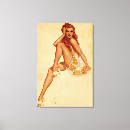 Impressão Em Tela Vintage Retro Alberto Vargas Redhead Pin Up Girl