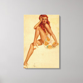 Impressão Em Tela Vintage Retro Alberto Vargas Redhead Pin Up Girl