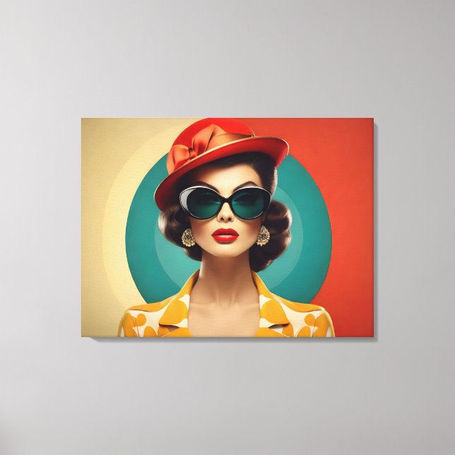 Impressão Em Tela Vintage retro mulher (Frente)