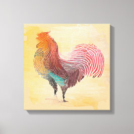 Impressão Em Tela Vintage Rooster