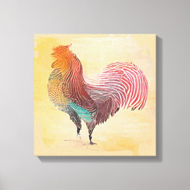 Impressão Em Tela Vintage Rooster (Frente)