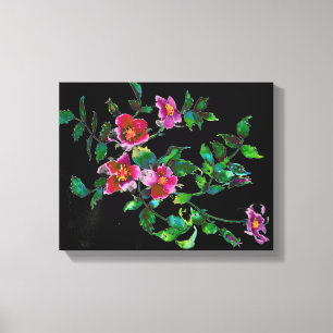 Impressão Em Tela Vintage Rosa - preto