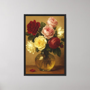 Impressão Em Tela Vintage Rose Bouquet Art