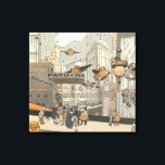 Impressão Em Tela Vintage Science Fiction Urban Paris, Steam Punk<br><div class="desc">Ilustração vítrea Vintage punk vapor vitoriano Science Fiction viagem futurista e metrópole de transporte. A cidade de Paris,  a França,  no futuro,  com aviões de dimensão pessoal em vez de carros e a estação de metro Gare du Nord.</div>