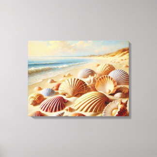Impressão Em Tela Vintage Seashell Beach Wall Art