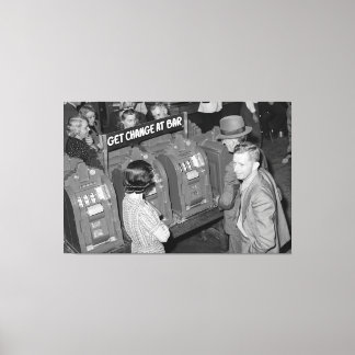 Impressão Em Tela Vintage Slot Machines - Las Vegas 1940