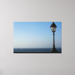 Impressão Em Tela Vintage Street Lamp Overlooking Calm Blue Ocean Ho