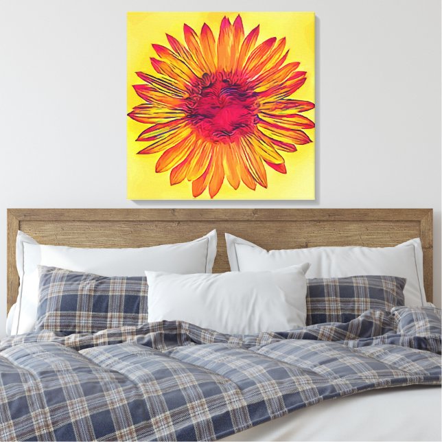 Impressão Em Tela Vintage Sunflower (Insitu(Quarto))