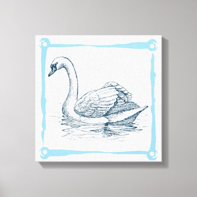 Impressão Em Tela Vintage Swan (Frente)